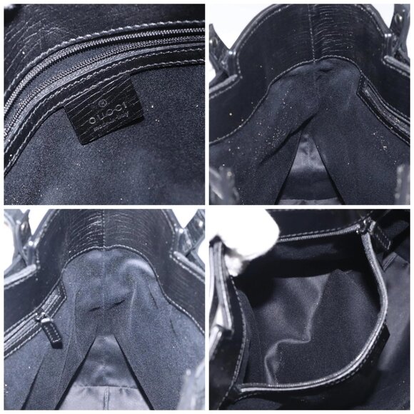 GUCCI GG Canvas Tote Bag Black Silver 107757 Auth - Picture 14 of 15